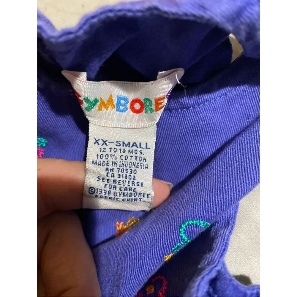 VTG Gymboree rainbow tag purple dress embroidered floral bee 12/18 M